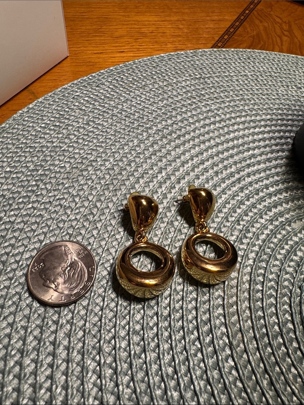 Anne Klein Gold-Tone Sculpted Drop Hoop Earrings